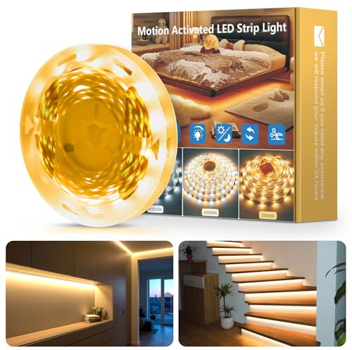 LUXONIC USB 5M Motion Activated Flexible Smart Dimming 5V LED Light Strip | 16.4FT/8mm Wide,LED Lights with Remote Control And Timed, Flexible Light Strip for Cabinet,Backlight,Home Decor