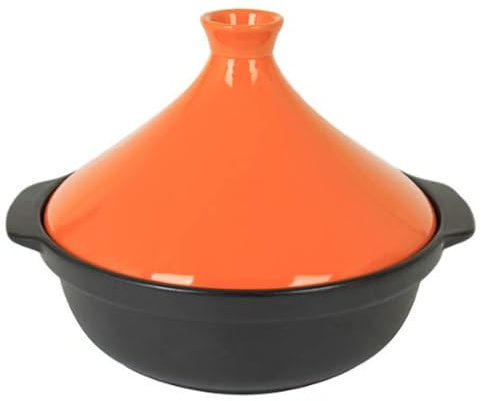 Moroccan mini ceramic tagine cooking pot, small – ideal for, braising and as a stovetop slow cooker, green(Orange,Big)