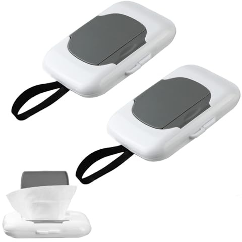 2PCS Wipes Dispenser Wet Wipes Dispenser Box Reusable Baby Wipes Dispenser with Handle Ideal for Strollers and Travel Easy Extraction and Refillable BPA-Free