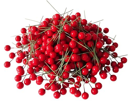 200 Christmas Holly Berries, Festive Wreath Making Supplies, DIY Christmas Decorations UK, Artificial Berries for Christmas Garland Decorations, Garland Crafting for Home and Party