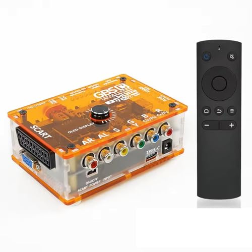 TicKnot ODV-GBS-C Mini Video Converter RGBS Scart/YPbPr to HDMI & VGA Upscaler for Retro Gaming Console PS2/N64/Dreamcast/Saturn with Zero Lag (Tran Orange)
