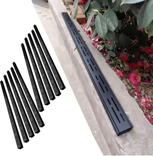Innovz Canaleta Agua Canal de Desagüe Negro de Acero Inoxidable con Rejilla. Tapa de Canal de esagüe Lineal de 1 m. Zanja de Drenaje para Suelos Interiores y Exteriores(10pcs,5x5cm(2x2))