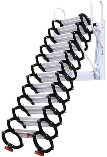 Scala Retrattile Scala telescopica elettrica, scala di sollevamento invisibile for soffitta, scala pieghevole a parete con corrimano for soffitta interna ed esterna Scala per soffitta(Svart,2~2.5m)