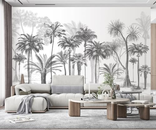 Papier Peint Panoramique Forêt D'Arbres Noir Et Blanc 250x175cm Papier Peint 3D Intissé Tapisserie Poster Chambre Salon Decoration Murale -MIWEI Wallpaper-ZXY-27921