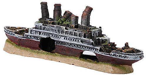 Hominas Aquarium Dekoration Schiff, Harz Schiffswrack Ornament Versunkene Schiffs Dekorationen für Aquarien