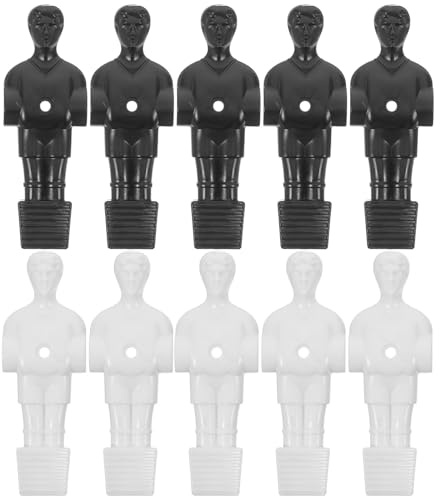 CORHAD Set da 10 Giocatori Sostitutivi per Calcio Balilla Braccioli, Figure da Tavolo in Bianco e Nero, Accessori per Tavolo da Calcio Balilla per Uso Domestico e Ricreativo