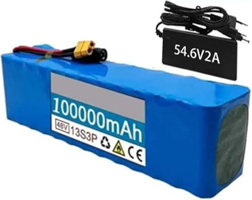 Ebike Batería 48V 100Ah Pack Baterías Recargables 48V 100Ah con BMS+54.6V 2A Charger para 54.6V E-Bike Bicicleta Eléctrica Scooter 48V 100Ah,XT60