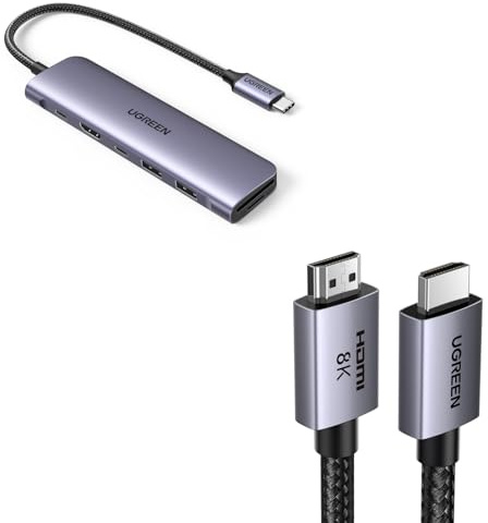 UGREEN Cable HDMI 2.1 8K Certificado y Revodok 1071 Hub USB C HDMI 4K