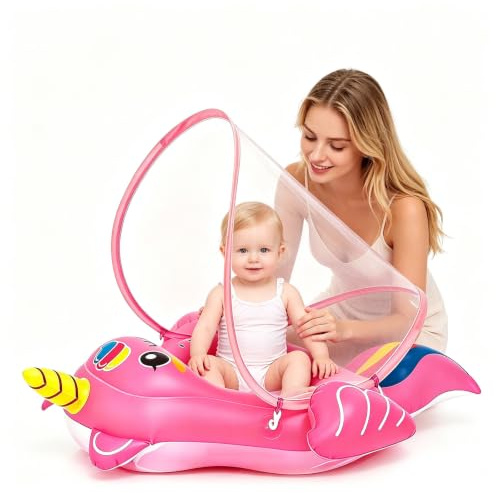 Galleggiante gonfiabile per neonati, 10-24 mesi, con unicorno rosa