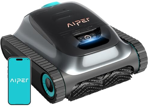 AIPER Scuba S1 App Versiones Robot Piscina Limpiafondos y Paredes,Aspirador Piscinas Fondos con Batería Mejorada 240 min,Filtración Ultrafina + App y OTA,para Piscinas hasta 150 m² (Reacondicionado)