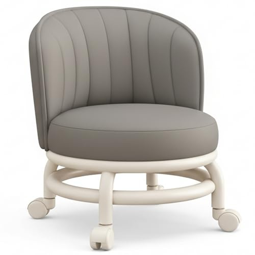 Otbushit Taburetes rodantes Resistentes con Ruedas Taburete bajo con Ruedas y Respaldo para Uso doméstico, Silla ergonómica Gris