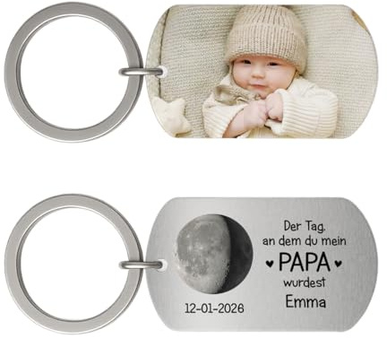 Geschenke Mall Personalisierter Schlüsselanhänger - Als Du Mama/Papa Wurdest - Schlüsselanhänger Personalisiert Papa, Schlüsselanhänger Foto, Vatertagsgeschenk Für papa personalisiert (Modell #2)