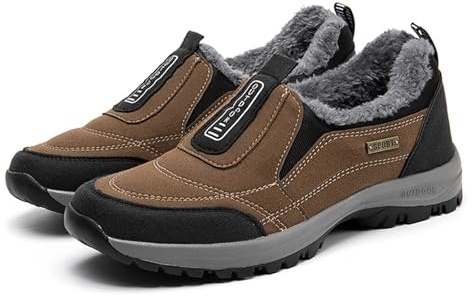 Vinterskor slip-on promenadsneakers med fotvalvstöd herr läder snöstövlar mjuka halkfria skidskor vattentäta med varm fodrad vinterstövel bekväm termisk sko förtjockad snösko sport ankel stövel