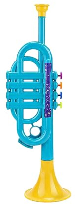 Trompette interactive - Instruments de musique simulés pour maternelle, école, parents, instrument pédagogique à souffler - Anniversaire d'enfant (bleu ciel, 35 x 10 x 8,5 cm)