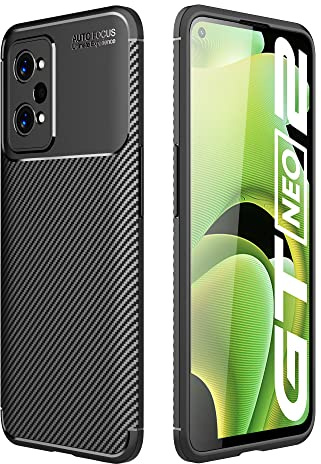 Wookfiss Funda para Realme GT Neo 2/Neo 3T 5G/GT2 Case, Flexible Cover | Fibra de Carbono Flexible Carcasa, [Protección Militar] Anti-Raspaduras, Antideslizante Bumper Case, Negro