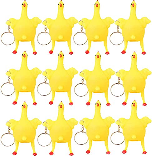 Yanyan 8 Stück Lustige Squeeze Spielzeug Huhn Stress Ball Huhn Ei Legen Fidget Toys Squish Tiere Cartoon Huhn Anti Stress Spielzeug Squish Packs Squish Fidget Toys Schlüsselanhänger Chicken Ball