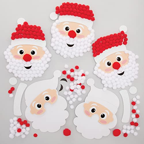 Baker Ross FE891 Santa Art Kit-Pack med 5, designa din egen julpom barn för att skapa, dekorera och visa, kreativa aktiviteter för barn, blandade