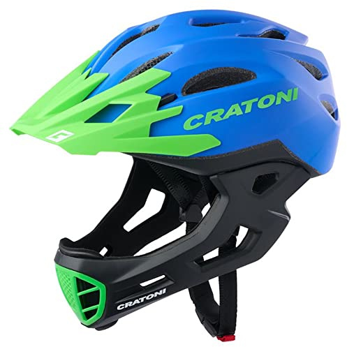 Cratoni C-Maniac Cykelhjälm, fullfacehjälm, för downhill, freeride (storlek L-XL (58–61 cm), azurblå-neongrön)