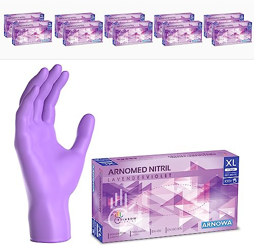 1000x ARNOMED® Einweghandschuhe Lila, Nitril Handschuhe XL | Einmalhandschuhe, Nitrilhandschuhe puderfrei, Gummihandschuhe Einweg, Schutzhandschuhe, Handschuhe Nitril in XS, S, M, L, XL