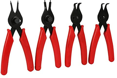Caracterizado por estructura de acero tratado térmicamente, juego de herramientas mecánicas universales de 11 piezas para anillos de seguridad interiores y exteriores, pinzas para anillos elásticos.