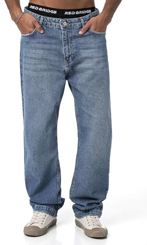 Redbridge Jeans Baggy – Pantaloni larghi in denim look anni '90 – Jeans casual per il tempo libero e lo streetwear, Blu, 46 IT (32W/34L)