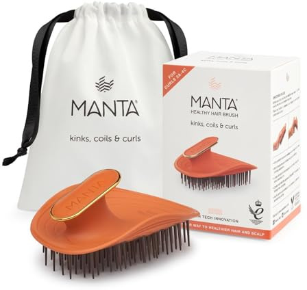 Manta Curls Anti-Breakage Hairbrush – Curl Detangling Brush for Curly & Afro Hair, Gentle Wet & Dry Hairbrush for Women, Orange