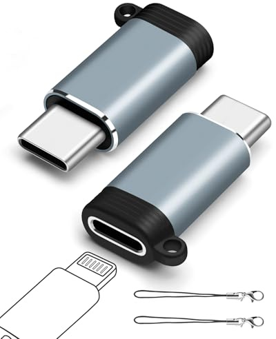 Lightning hona till USB-C hanadapter (2-pack) USB C Lightning-adapter dataöverföringsadapter för iPhone 16 och 15-serien, MacBook, fungerar inte med Audio/OTG - Grå