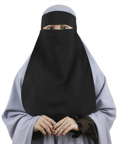 OhMill Niqab Gesichtsschleier, muslimischer Niqab für Damen, Gesichtsschleier, Muslimischer Khimar, Hijab, Vollgesichts-Niqab-Schleier, einlagig