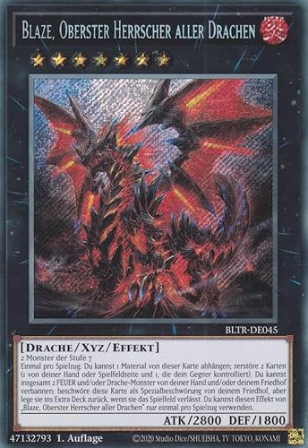 Blaze, Oberster Herrscher Aller Drachen Secret Rare BLTR-DE045 - Battles of Legend Terminal Revenge Karte - mit GamersHeaven Cardboard Guard