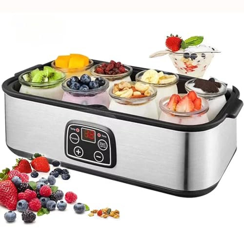 Yogurt Maker, 1400ml Probiotic Yogurt Motor, Automatic Yoghurt Maker Machine with Adjustable Time (0-48h) Temp Control (68-131°F), with 8 Glass Jars for Homemade Deliciousness