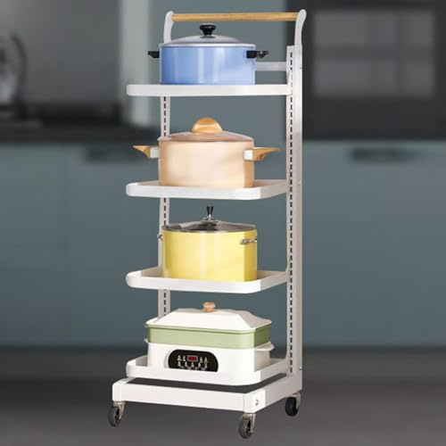 3 Tier Kitchen Pot Rack & Lid Holder Space Saving Sauce Pan Storage Shelf nizer for Cupboards & Drawers White 4 Boards Included