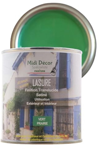 Rustins Wasser-Lasur, matt, für alle Arten von Holz und Metallen innen und außen, 14 m² (1 Liter, Wiese Green)