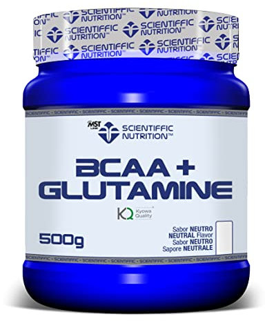 Scientiffic Nutrition - BCAA + Glutamina, Mejor Recuperación Muscular, Aminoácidos Esenciales, Mejora del Rendimiento, Aumento de Energía, en Polvo - Sabor Neutro, 500g.
