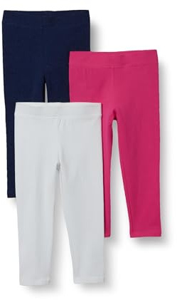 Amazon Essentials Leggings Bambine e Ragazze, Pacco da 3, Blu Marino Puntinato/Lampone/Bianco, 11-12 anni
