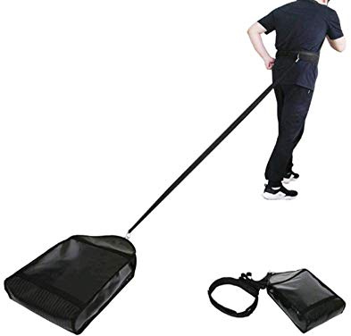 Grantien Borsa da Allenamento A Slitta,Sacco di Sabbia per Allenamento di Resistenza con Cintura in Vita E 3 Sacche di Regolazione,PVC Nero 57 * 30cm