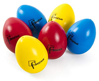 Fuzeau - 3 Paar Eier aus leichtem Kunststoff – bunte Schüttelinstrumente für musikalisches Erwachen ab 3 Jahren – ergonomische Form – Maracas-Imitation – Rhythmus, motorische Koordination – Ref.78231