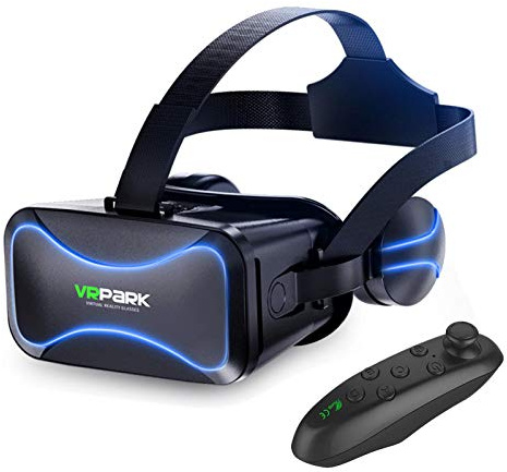 AIHOME VR Headset,Cuffie per realtà virtuale, occhiali VR, occhiali VR per film 3D VR Videogiochi,Dispositivo regolabile con maniglia