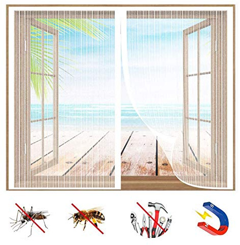 Moustiquaire Fenêtre Magnétique, Rideau de Fenêtre pour Prévenir Moustiques et Insectes, Fermeture Automatique Adsorption Magnétique, pour FenêTres ou Porte-White-a|| 31x31inch(80x80cm)