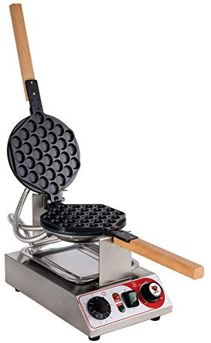 Beeketal 'BWA-10' Profi Bubble Waffeleisen mit antihaft Backplatten, Edelstahl Gehäuse, 50-250 °C, Timer: 0-5 Minuten und Teig Auffangschale - Gastro Waffelautomat speziell für Bubble Waffeln