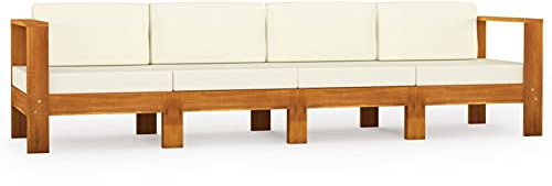 Festnight Lounge Sofa Outdoor Holz Gartensofa 4 Sitzer Balkonmöbel Keiner Balkon Loungemöbel Terrasse Gartenmöbel Set Couch Gartenlounge Massives Akazienholz