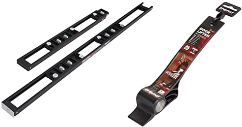 Trend H C 2-Piece Hinge Jig Skeleton in Case, Black & D Foot-Operated Door Lifter for Carpenters and Carpet Laying, Black, 38mm Lift