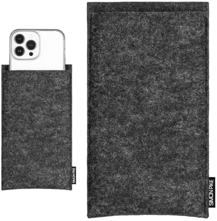 SimonPike Handyhülle passend für Apple iPhone 13 mini | 12 mini (Gr. A) | Boston anthrazit Filztasche aus Wollfilz Handy/Smartphone Tasche