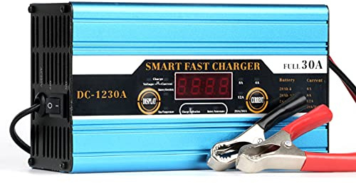 Cargador de batería Inteligente del LCD de TOTMOX 12V 30A, acondicionador de batería Inteligente del Cargador de batería del LCD del Coche
