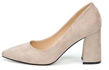Rio Fiore Scarpe con Tacco, Décolleté Donna, Beige, 8 cm Tacco Largo, Ecopelle Scamosciata, Scarpe Eleganti, Сomodi Tacchi Beige, DL983-0716-14 (Beige Microfiber, 37 EU)