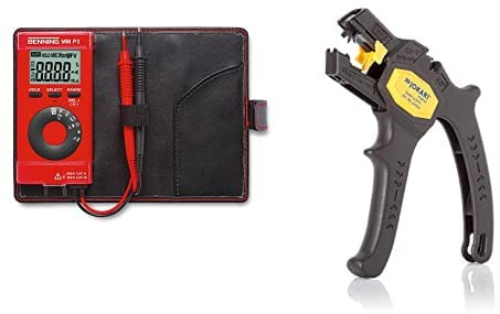 BENNING 044084 MM P3 Digital-Multimeter im Pocketformat & JOKARI 20050 Abisolierzange Super 4 plus, Schwarz, 1 Stück