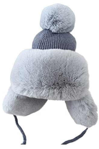 Cozylkx Jungen Mädchen Winter Warme Trappermütze Kinder Baby Verdickte Warme Plüsch Strickmütze Mit Ohrenklappe Plüsch Gefütterte Ohrenschützer