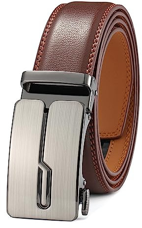 guvoosm Gürtel Herren,Leder Automatik Gürtel Für Herren Business Anzug -3,5cm Breite-10-125-Brown 6033