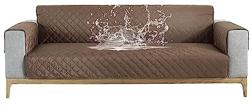 Carvapet Sofabezug wasserdichte Sofaüberwurf Antirutsch Sofahusse Schutz vor Haustier Katze Hunde Sofa überwurf Couch überzug für Sofa(Kaffee,4 Sitzer)
