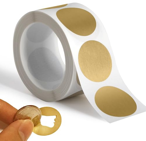 300 Pack Scratch Off Stickers, 1 Round Circle Scratch Off Labels Self Adhesive for Lottery Tickets DIY, Raffle Card Creating-Gold