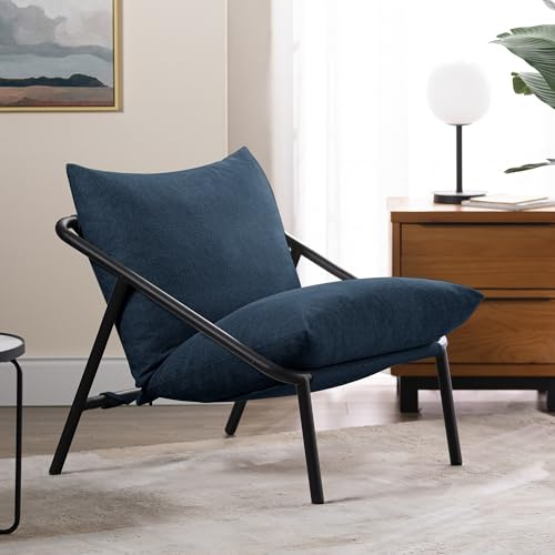Zinus Ada Loungesessel, Navy blau, Sessel, Metallrahmen mit zerkleinerten Schaumstoffpolstern